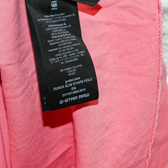 G Star RAW Men's Short Sleeve Polo Shirt in Pink Cotton size Medium - Picture 7 of 7